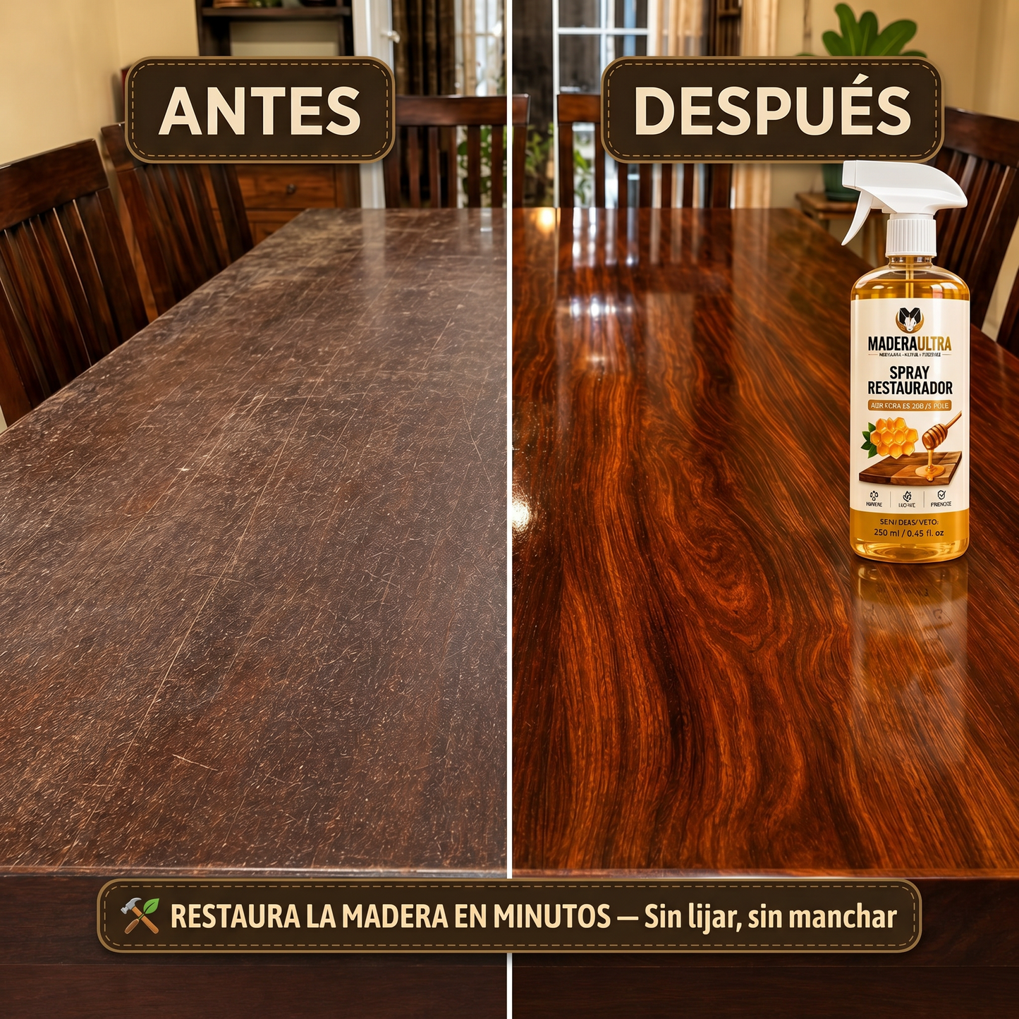 MaderaUltra — Spray Restaurador de Madera
